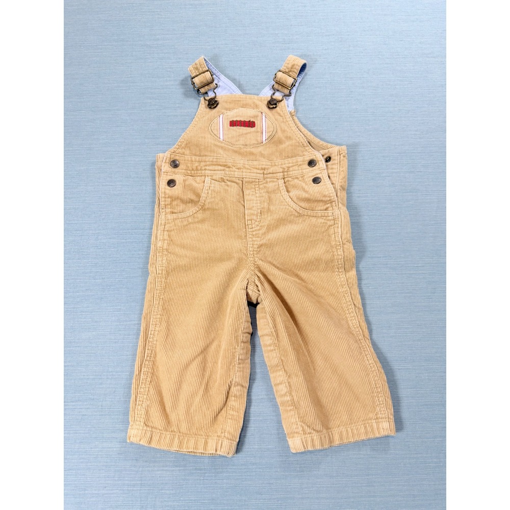 Talbots Kids Overalls 12M Tan Excellent Football Corduroy Snap Inseam